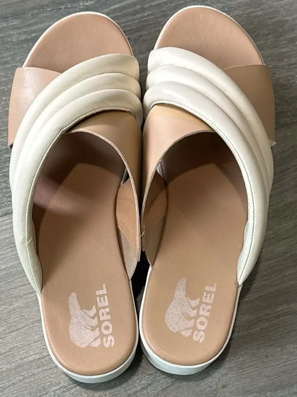 Sorel Cameron Puff Leather Wedge Sandals